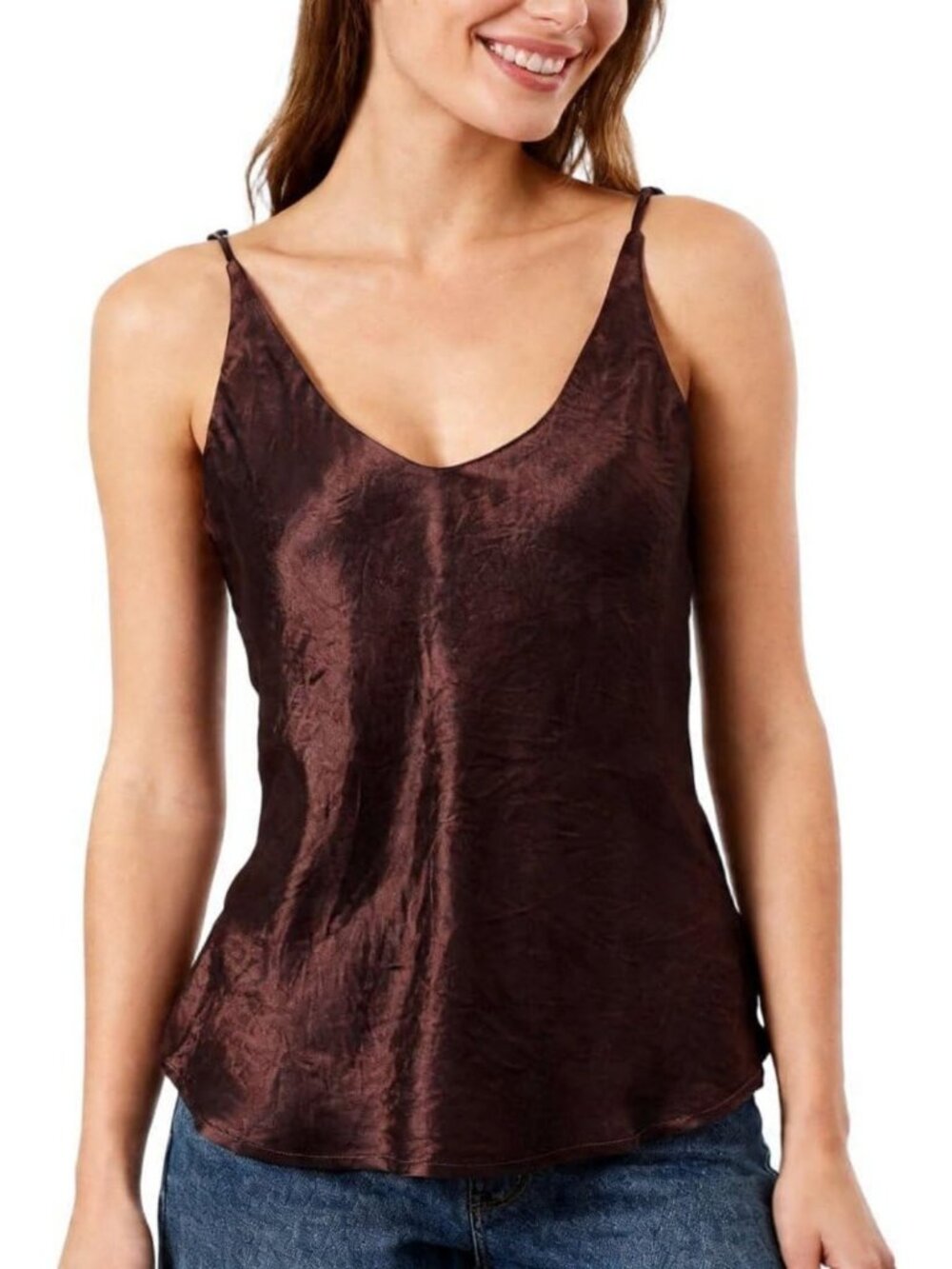 Chic Women's U-Neck Acetate Tank Top Blouse - Stylish & Comfortable Essential